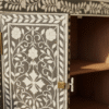 Black & White Bone Inlay Cabinet | Handmade Floral Sideboard | 2-Door Storage Furniture