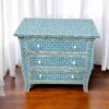 Bone Inlay Cabinet – Blue with Geometrical Design