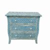 Bone Inlay Cabinet – Blue with Geometrical Design