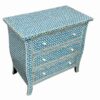 Bone Inlay Cabinet – Blue with Geometrical Design