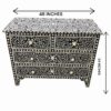 Bone Inlay Sideboard – Black with Floral Design (4 Drawers)