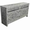 Bone Inlay Cabinet – Grey with Floral Design