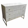 Bone Inlay Cabinet – Grey with Floral Design (3 Drawers)