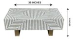 Bone Inlay Strips Coffee Table – Grey with Geometrical Design - Image 3