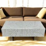 Bone Inlay Strips Coffee Table – Grey with Geometrical Design - Image 2