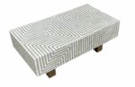 Bone Inlay Strips Coffee Table – Grey with Geometrical Design - Image 4