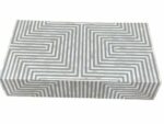 Bone Inlay Strips Coffee Table – Grey with Geometrical Design - Image 5