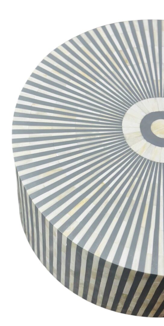 Bone Inlay Coffee Table – Grey with Geometrical Design