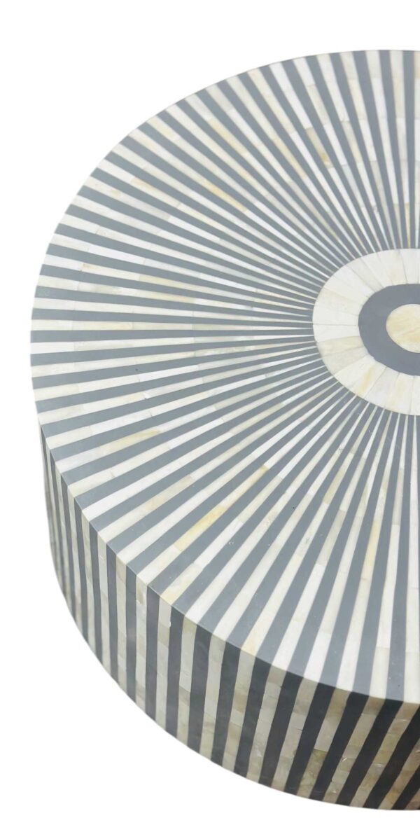 Bone Inlay Coffee Table – Grey with Geometrical Design