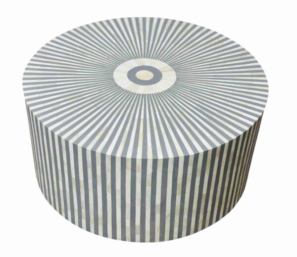 Bone Inlay Coffee Table – Grey with Geometrical Design