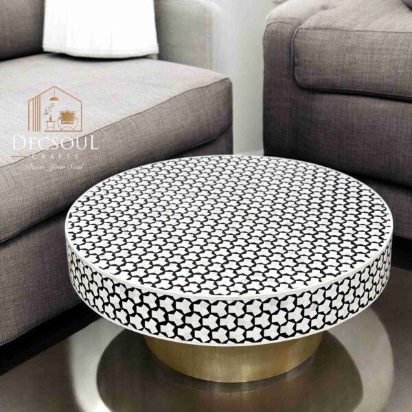 Bone Inlay Coffee Table – Black with Khaab Design