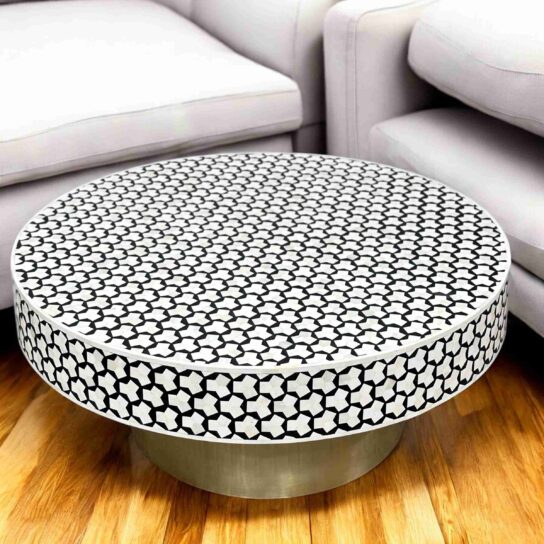 Bone Inlay Coffee Table – Black with Khaab Design