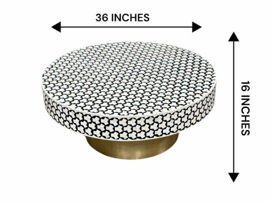 Bone Inlay Coffee Table – Black with Khaab Design