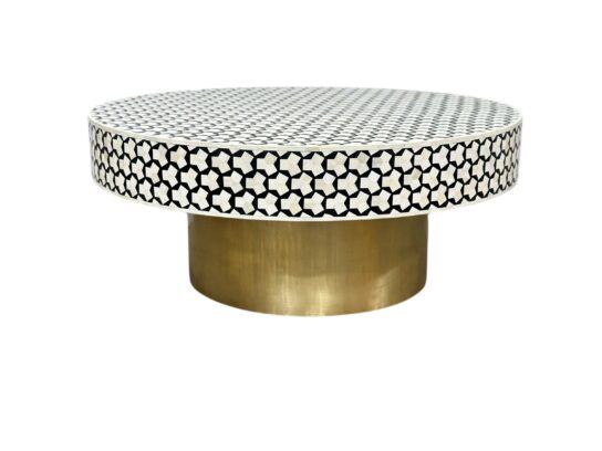 Bone Inlay Coffee Table – Black with Khaab Design