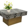 Mother of Pearl Inlay Coffee Table  Black with Floral Design