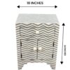 Bone Inlay Bedside Table – Grey with Strips Design