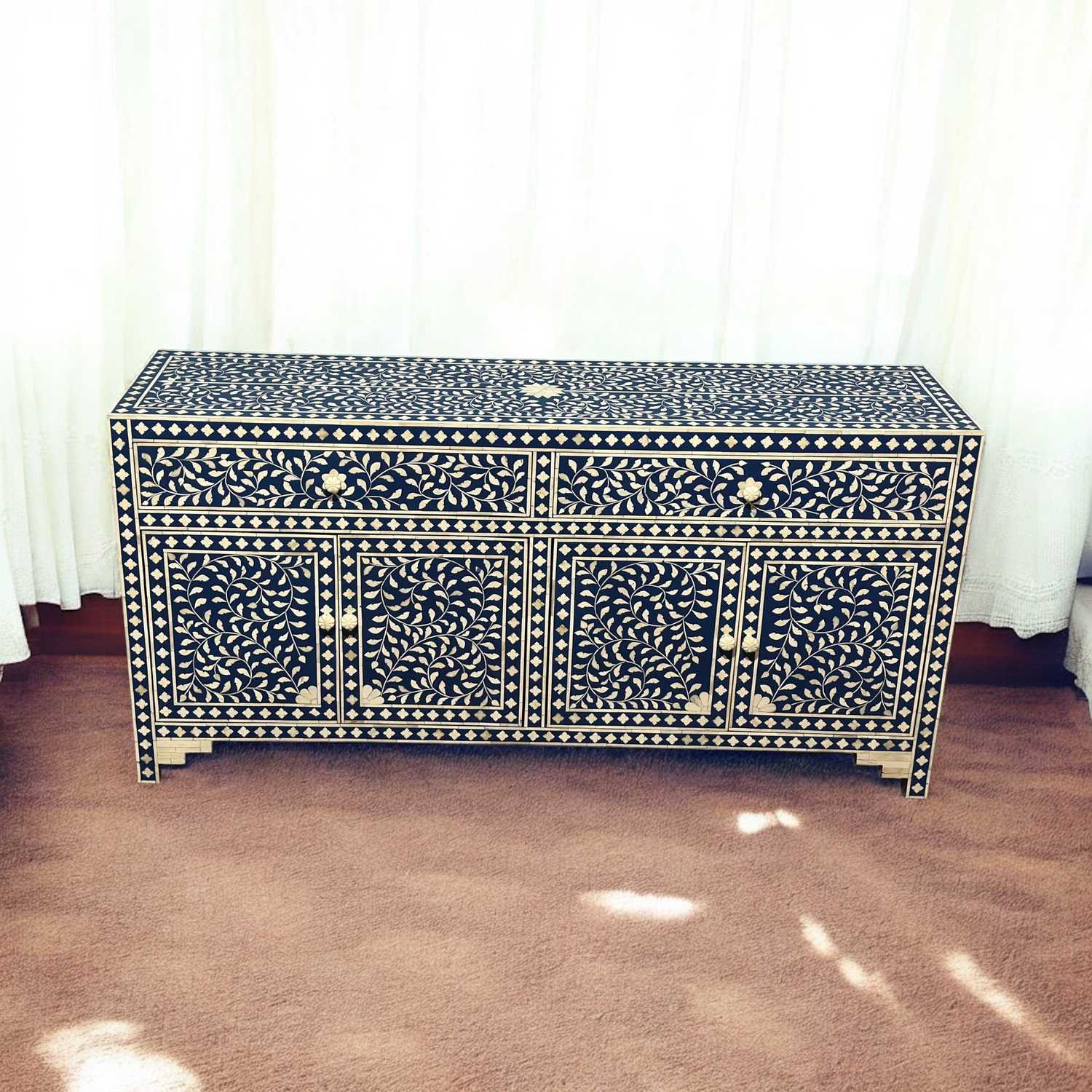 Decsoul26black Bone Inlay Cabinet β 4-Door - Image 3