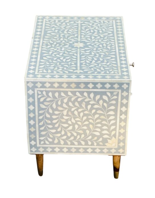 Bone Inlay Bedside Table – 2 Drawers
