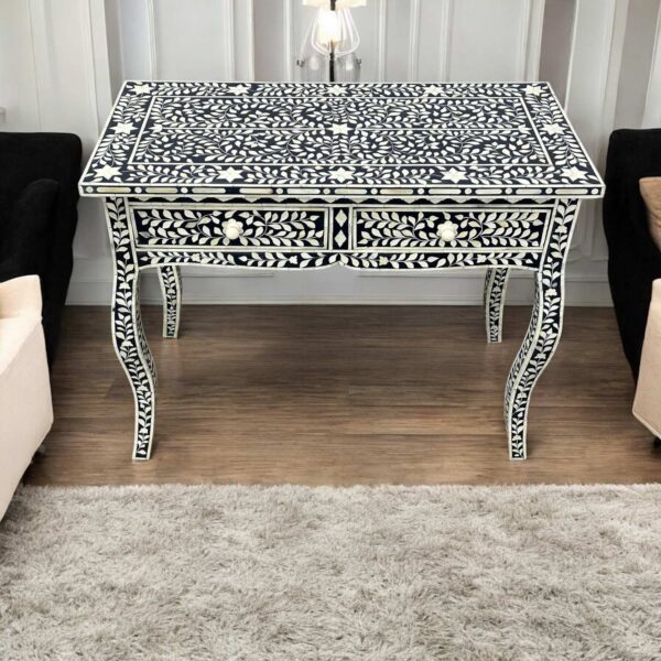 Decsoul30black Bone Inlay Console Table – 2 Drawers