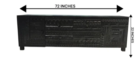 Handcarved Wooden TV Unit | Solid Wood Entertainment Console