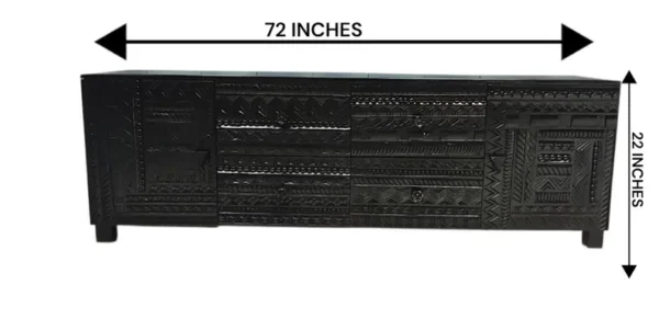 Handcarved Wooden TV Unit | Solid Wood Entertainment Console