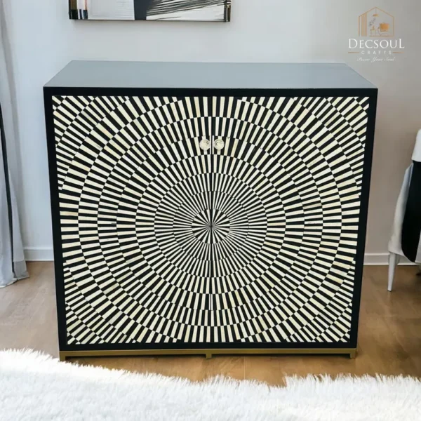 Handmade Bone Inlay Two Drawer Cabinet