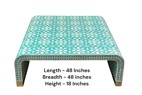 Handmade Floral Bone Inlay Center Table