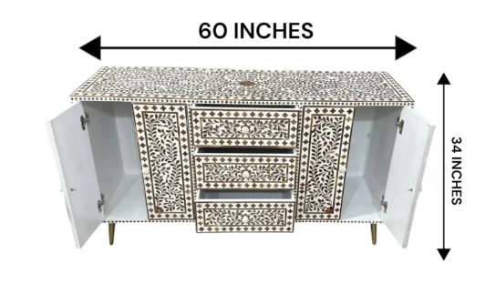 Handmade Teak Wood Inlay Cabinet – Handmade Accent Furniture