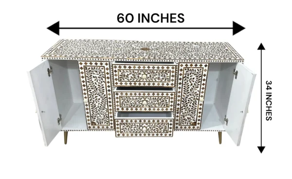 Handmade Teak Wood Inlay Cabinet – Handmade Accent Furniture