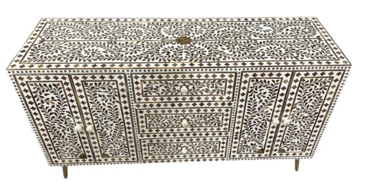 Handmade Teak Wood Inlay Cabinet – Handmade Accent Furniture