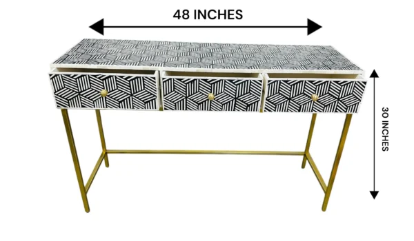 Handmade Luxury Bone Inlay 3 Drawer Console