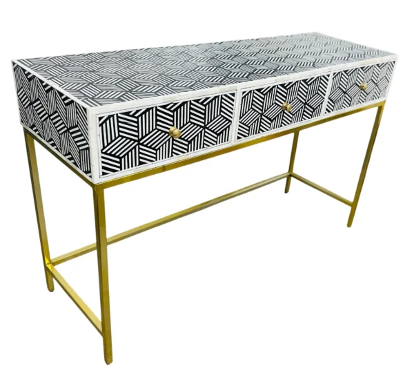 Handmade Luxury Bone Inlay 3 Drawer Console