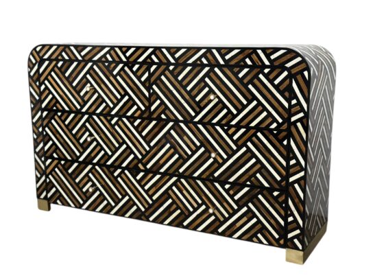 Handmade Teak Inlay U Shape Cabinet – Handmade Indian Accent Furniture