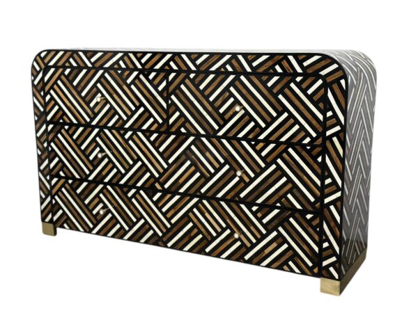 Handmade Teak Inlay U Shape Cabinet – Handmade Indian Accent Furniture