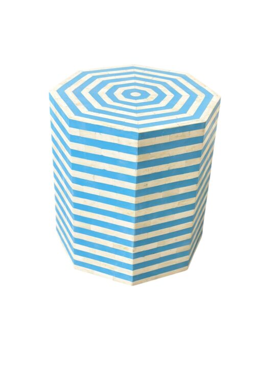 HandMade Bone Inlay End Table –Stripes Design Handmade Accent