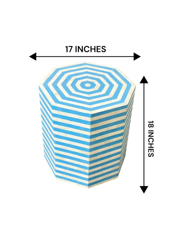 HandMade Bone Inlay End Table –Stripes Design Handmade Accent