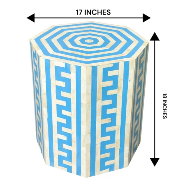 Handmade Bone Inlay End Table –Stripes Design Handmade Accent