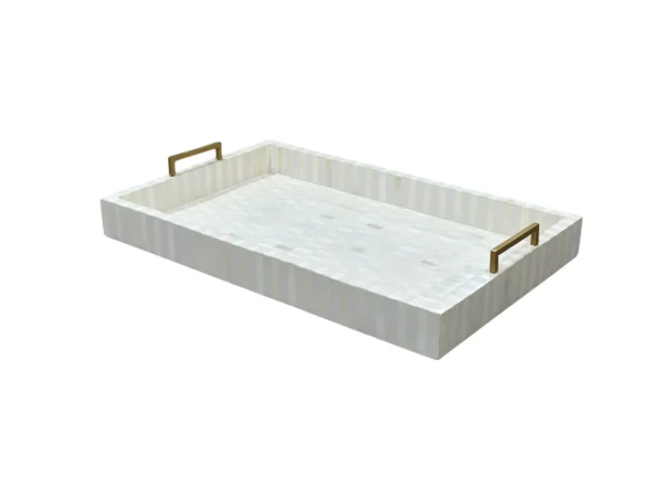 Bone Inlay Decorative Tray – Floral Pattern, Handmade Indian Craft for Home Décor-Gift