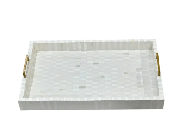 Bone Inlay Decorative Tray – Floral Pattern, Handmade Indian Craft for Home Décor-Gift