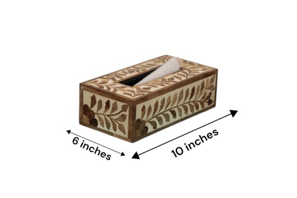 Handmade Teak Inlay Tissue Box – Decorative Wooden Tissue Holder