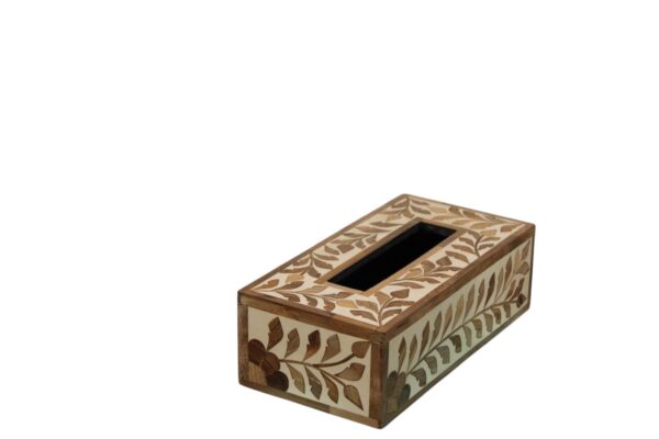 Handmade Teak Inlay Tissue Box – Decorative Wooden Tissue Holder