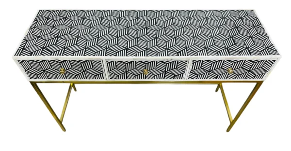 Handmade Luxury Bone Inlay 3 Drawer Console