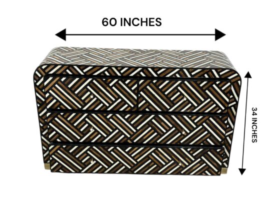 Handmade Teak Inlay U Shape Cabinet – Handmade Indian Accent Furniture