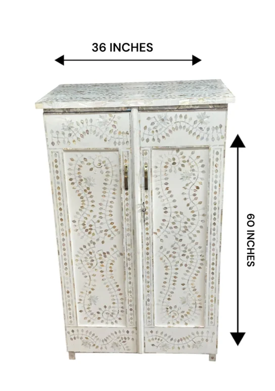Handmade Mother of Pearl Almirah Handmade Inlay Storage Cabinet