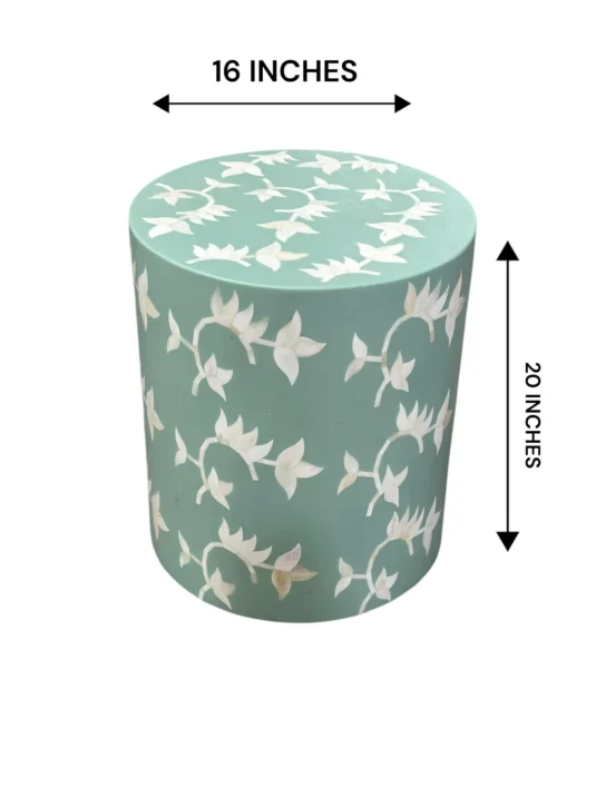 Handmade Round Floral End Table – Handmade Inlay Accent Table