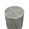 Handmade Mother of Pearl Round Floral End Table Handmade Inlay Side Table