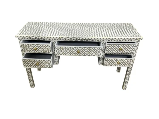 Handmade Luxury Bone Inlay 5 Drawer Table – Handmade Antique Dresser