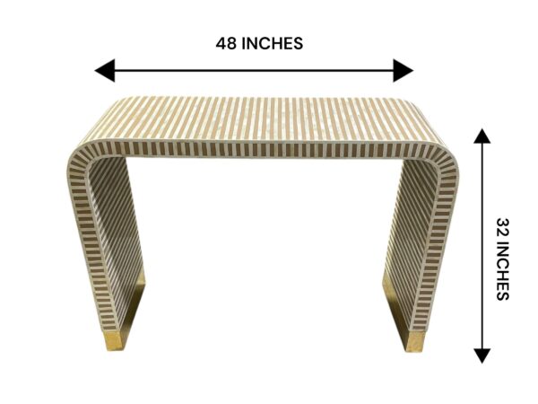 HandMade Boho Bone Inlay Table – Handcrafted Coffee Table with Stripes Inlay