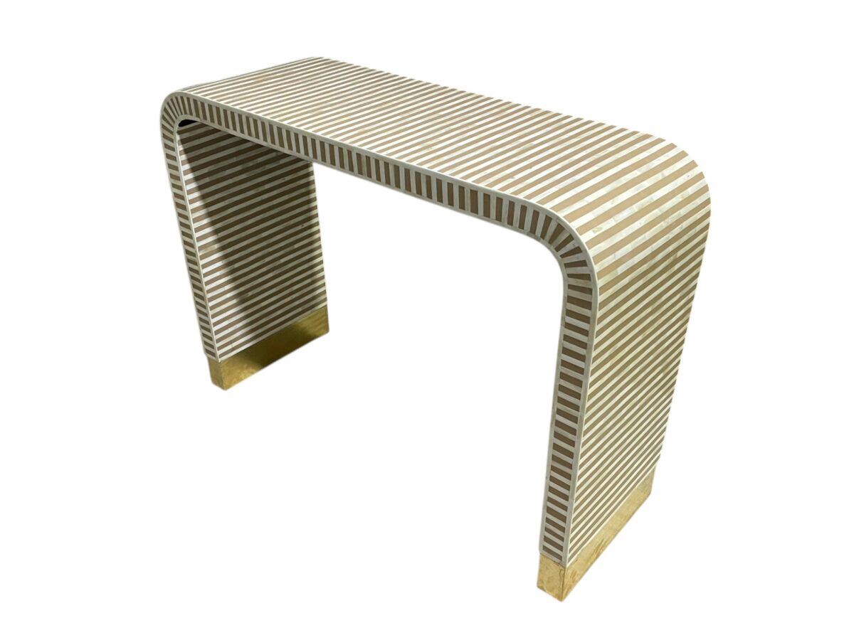 HandMade Boho Bone Inlay Table – Handcrafted Coffee Table with Stripes Inlay - Image 2