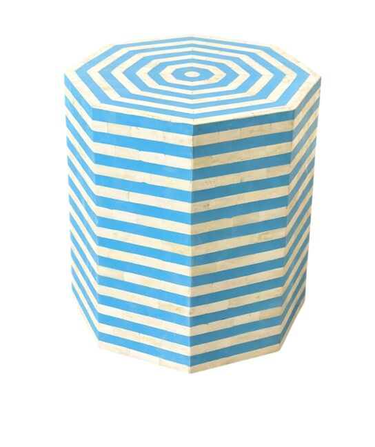 HandMade Bone Inlay End Table –Stripes Design Handmade Accent